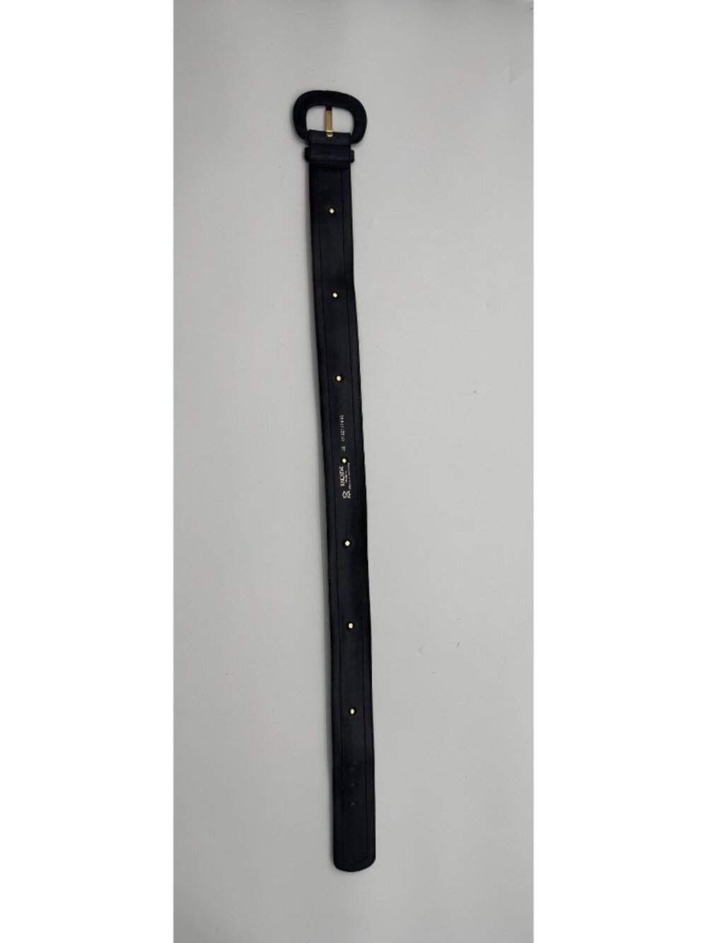 Vintage Escada Belt West Germany Navy/Green Gold Medallion Leather Belt EU 38 /S - Picture 6 of 12